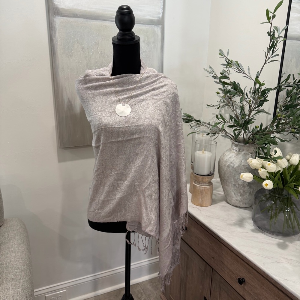 Elegant Silver and Cream Scarf/Shawl